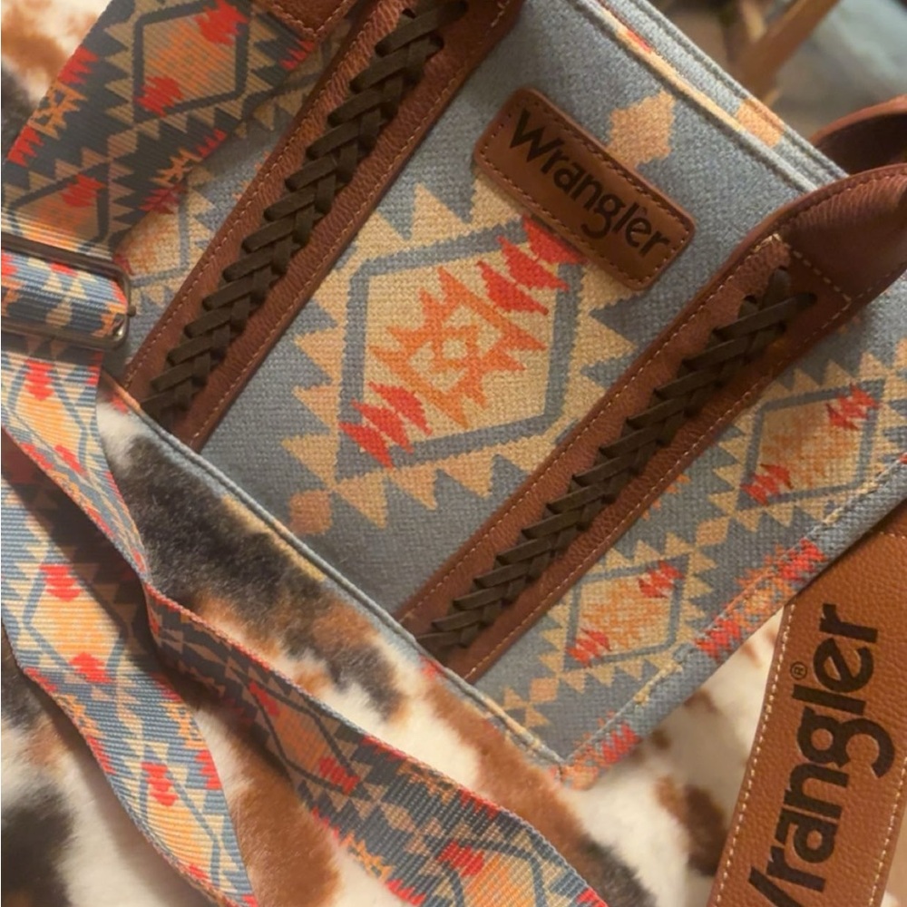 Wrangler Blue and Brown Patterned Women's purse